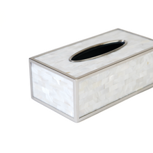 Chantilly Tissue Box, White & Silver