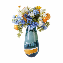 June Blooms in Skylar Vase, summer faux floral arrangement 