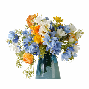 June Blooms in Skylar Vase, Blue & Yellow
